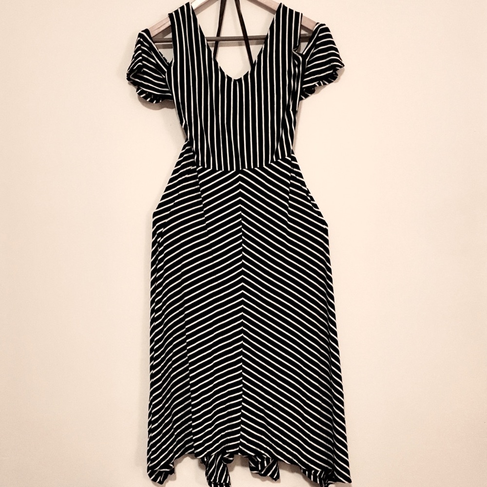 Black & White Stripe jersey dress Plus Size